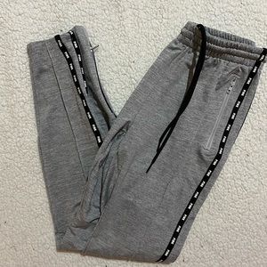 VS Pink Grey,B&W Athletic Zipper Joggers